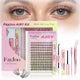 Natural Wispy Soft Lash Clusters Kit with 0.05mm Invisible Band, C Curl 8-16mm, DIY Salon Eyelash Extensions with Bond Seal Remover Tweezer, FayJoo AIRY 11 Kit