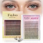 Natural Wispy Soft Lash Clusters with 0.05mm Invisible Band, C Curl 8-16mm, DIY Salon Effect Lightweight Lash Extensions, FayJoo AIRY 11 Lash Only