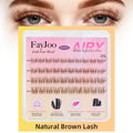 Natural Brown Lash Clusters with Thin Clear Band, Soft Wispy C Curl Lash Extensions, Most-Used Sizes for Daily Wear, Portable Pack, Budget-Friendly for Beginners, FayJoo AIRY 12 Brown Lite
