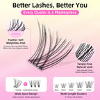 Natural Wispy Soft Lash Clusters with 0.05mm Invisible Band, C Curl 8-16mm, DIY Salon Effect Lightweight Lash Extensions, FayJoo AIRY 11 Lash Only