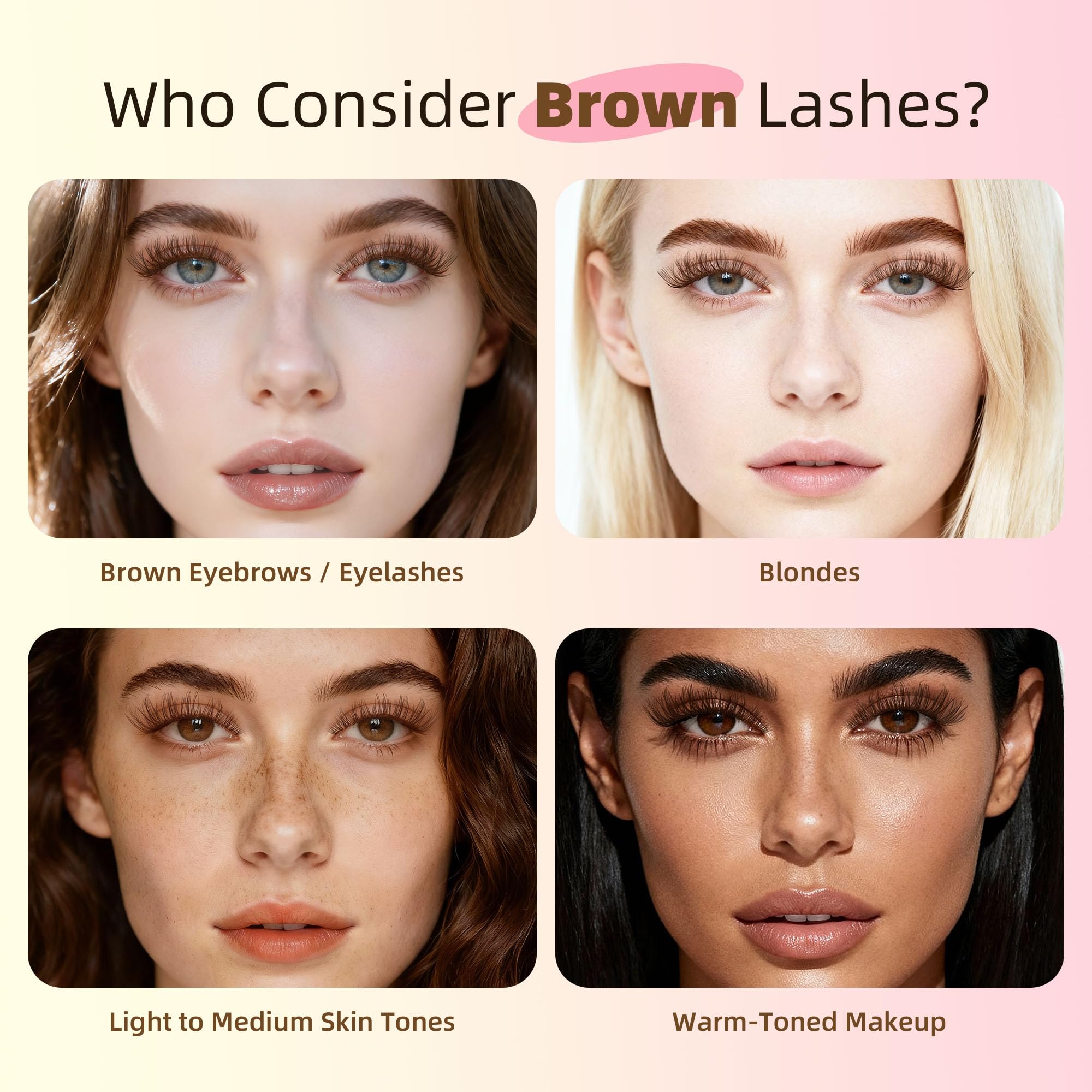 Natural Brown Lash Clusters with Thin Clear Band, Soft Wispy C Curl Lash Extensions, Most-Used Sizes for Daily Wear, Portable Pack, Budget-Friendly for Beginners, FayJoo AIRY 12 Brown Lite