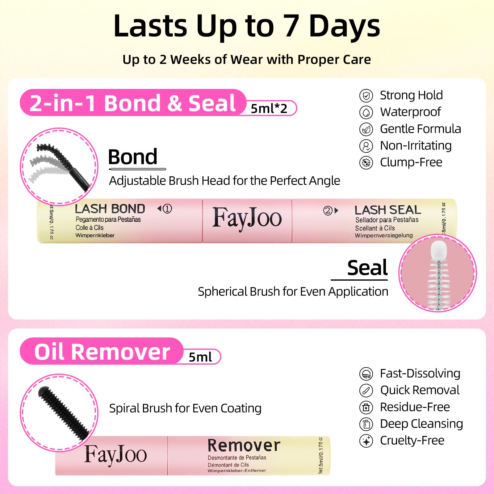 Natural Wispy Lash Clusters Kit, C Curl Soft Individual Lashes 8-16mm, DIY Eyelash Extensions with 0.05mm Thin Invisible Band, DIY Salon Kit with Bond Seal Remover Tweezer, FayJoo AIRY 12 Kit