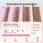 Natural Brown Lash Clusters with Thin Clear Band, Soft Wispy C Curl Lash Extensions, Most-Used Sizes for Daily Wear, Portable Pack, Budget-Friendly for Beginners, FayJoo AIRY 12 Brown Lite