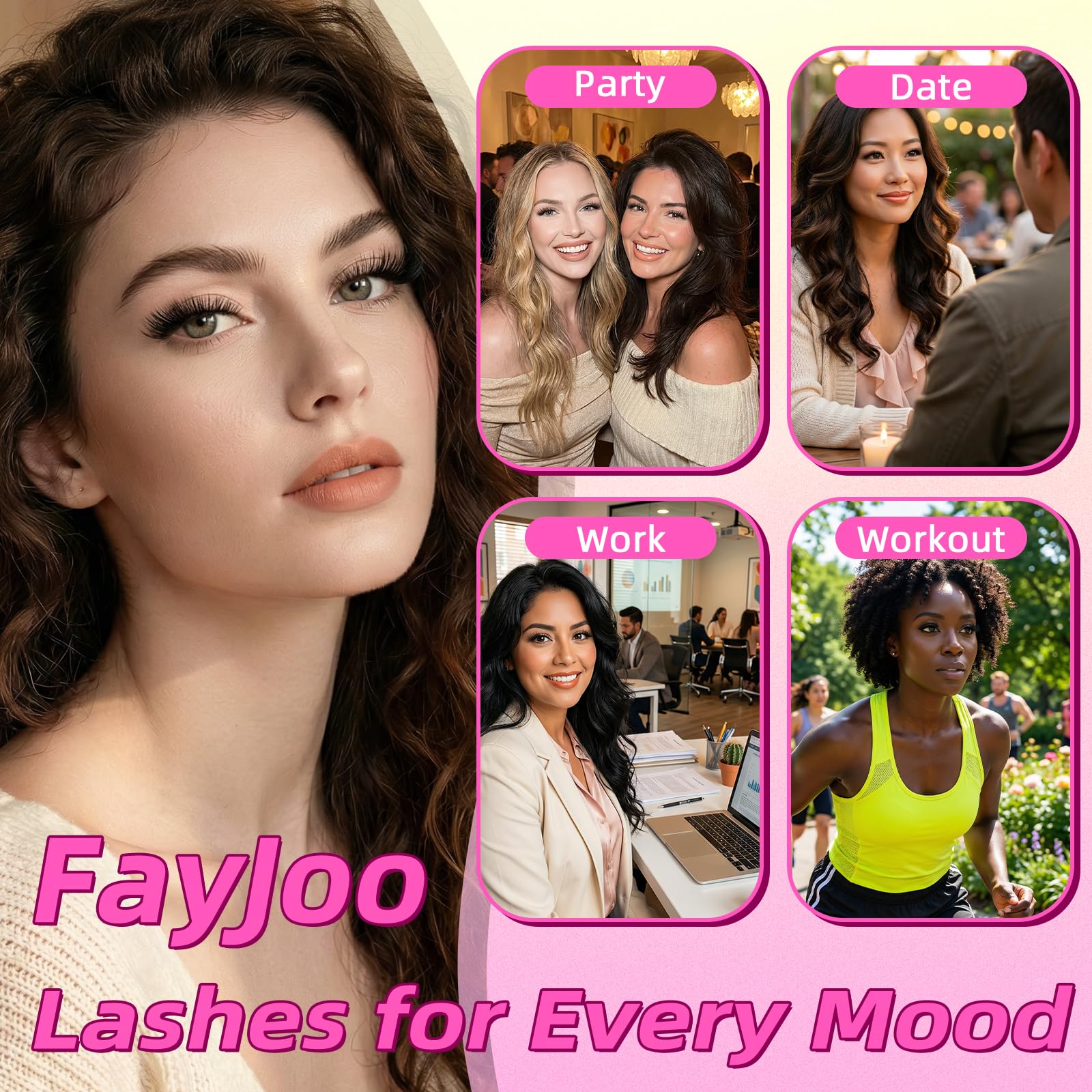 Natural Lash Clusters with 0.05mm Thin Invisible Band, Soft Wispy C Curl, Most-Used Sizes 8-14mm for Daily Wear, Travel Compact Pack, Budget-Friendly for Beginner, FayJoo AIRY 11 Lite
