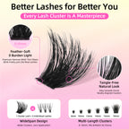 Volume and Soft Lash Clusters, Thin Fiber with 0.05mm Invisible Band,Thick DIY Salon Extensions Kit with Bond Seal Remover Tweezer,C Curl with 8-18mm Lengths,FayJoo BOLDEE 12 Kit