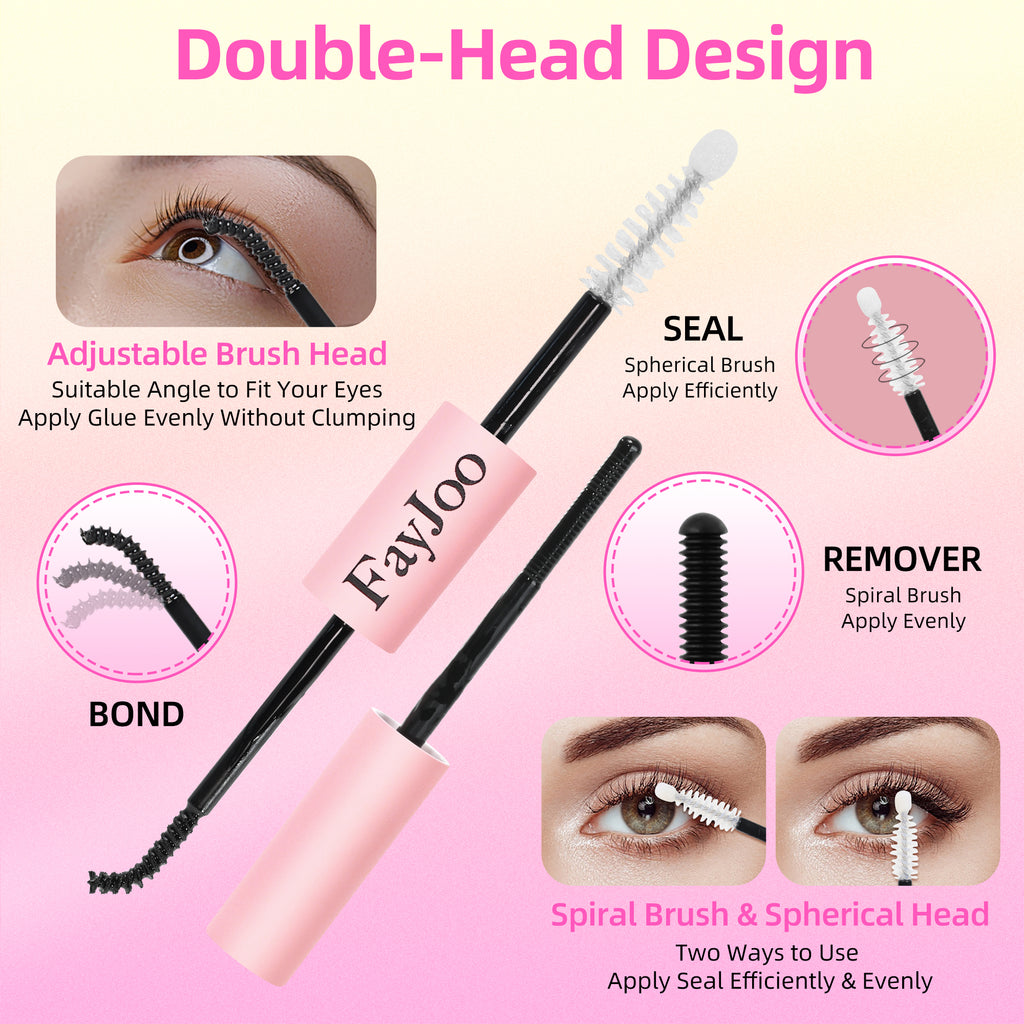 Eyelash Adhesive Long Lasting Up to 7 Days, Strong & Flexible Hold Glue for Eyelash Extensions, Hypoallergenic, Waterproof & Quick-Dry, 3 in 1 Bond & Seal & Remover for Lash Cluster(5ml Each)
