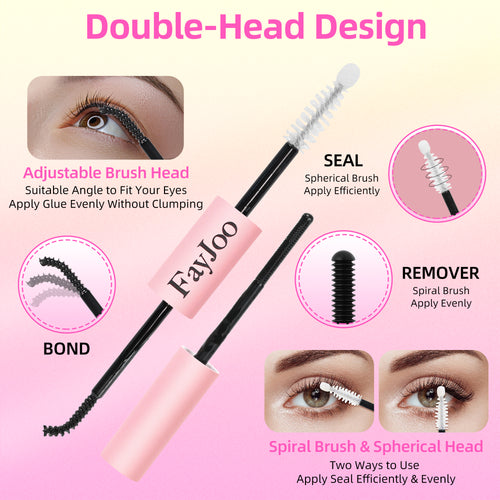 Eyelash Adhesive Long Lasting Up to 7 Days, Strong & Flexible Hold Glue for Eyelash Extensions, Hypoallergenic, Waterproof & Quick-Dry, 3 in 1 Bond & Seal & Remover for Lash Cluster(5ml Each)