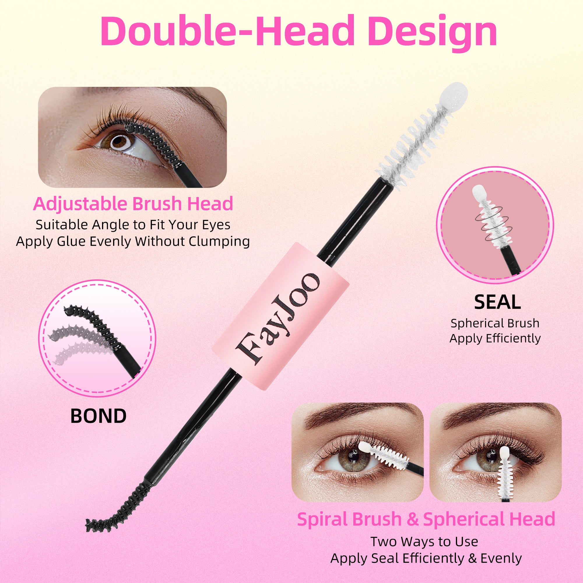 Eyelash Adhesive Long Lasting Up to 7 Days, Strong & Flexible Hold Glue for Eyelash Extensions, Hypoallergenic Mild, Waterproof & Quick-Dry, 2 in 1 Bond & Seal for Lash Cluster(5ml+5ml), Black
