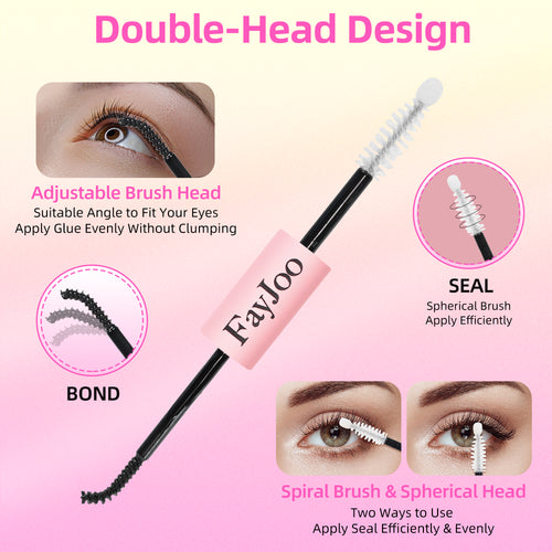 Eyelash Adhesive Long Lasting Up to 7 Days, Strong & Flexible Hold Glue for Eyelash Extensions, Hypoallergenic Mild, Waterproof & Quick-Dry, 2 in 1 Bond & Seal for Lash Cluster(5ml+5ml), Black