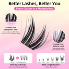 Dramatic Volume Lash Clusters Kit, 0.05mm Thin Band 8-18mm C Curl, DIY Lash Extension with Bond/Seal/Remover/Tweezer, Waterproof Reusable, FayJoo BOLDEE 11 Kit