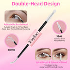 Eyelash Adhesive Long Lasting Up to 7 Days, Strong & Flexible Hold Glue for Eyelash Extensions, Hypoallergenic, Waterproof & Quick-Dry, 2 in 1 Bond & Seal for Lash Cluster(5ml*2), White/Clear