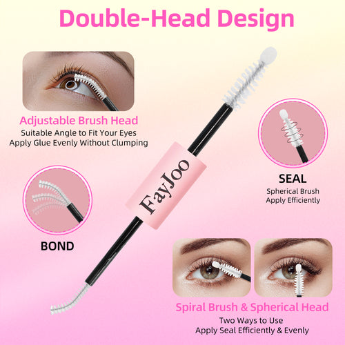 Eyelash Adhesive Long Lasting Up to 7 Days, Strong & Flexible Hold Glue for Eyelash Extensions, Hypoallergenic, Waterproof & Quick-Dry, 2 in 1 Bond & Seal for Lash Cluster(5ml*2), White/Clear