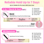 Eyelash Adhesive Long Lasting Up to 7 Days, Strong & Flexible Hold Glue for Eyelash Extensions, Hypoallergenic, Waterproof & Quick-Dry, 3 in 1 Bond & Seal & Remover for Lash Cluster(5ml Each)