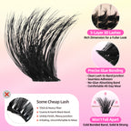 Lush & Soft Lash Clusters with Thin Invisible Band, C Curl, 10-16mm for Bold Glam in Daily Life or Events, Travel Compact Pack, Budget-Friendly for Beginner&Trial Seeker, FayJoo BOLDEE 12 Lite