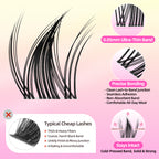 Spiky Fairy Lash Clusters with 0.05mm Thin Band, C Curl Manga Wet-Look Lashes, Most-Used Sizes for Daily Wear,Travel Compact Pack,Budget-Friendly for Beginner&Trial Seeker,FayJoo BOLD FLICKER 11 Lite