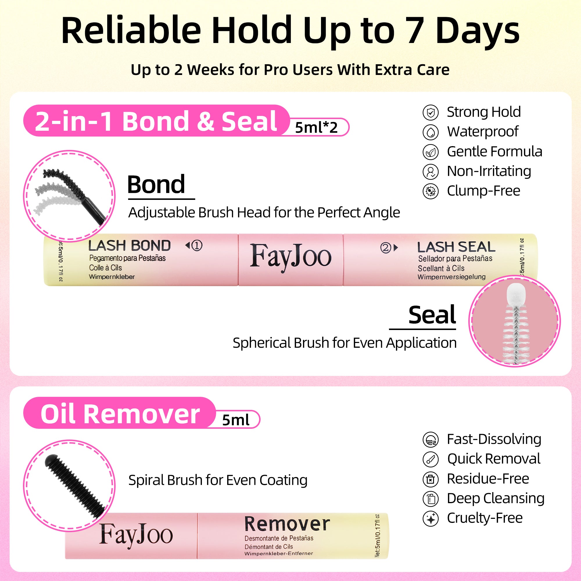 Wispy Spiky Soft Lash Clusters Kit, C Curl 8-18mm, Thin Fiber with 0.05mm Invisible Band, DIY Salon Eyelash Extension Kit with Bond Seal Remover Tweezers, Lightweight, FayJoo FLICKER 11 Kit