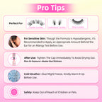 Eyelash Adhesive Long Lasting Up to 7 Days, Strong & Flexible Hold Glue for Eyelash Extensions, Hypoallergenic Mild, Waterproof & Quick-Dry, 2 in 1 Bond & Seal for Lash Cluster(5ml+5ml), Black